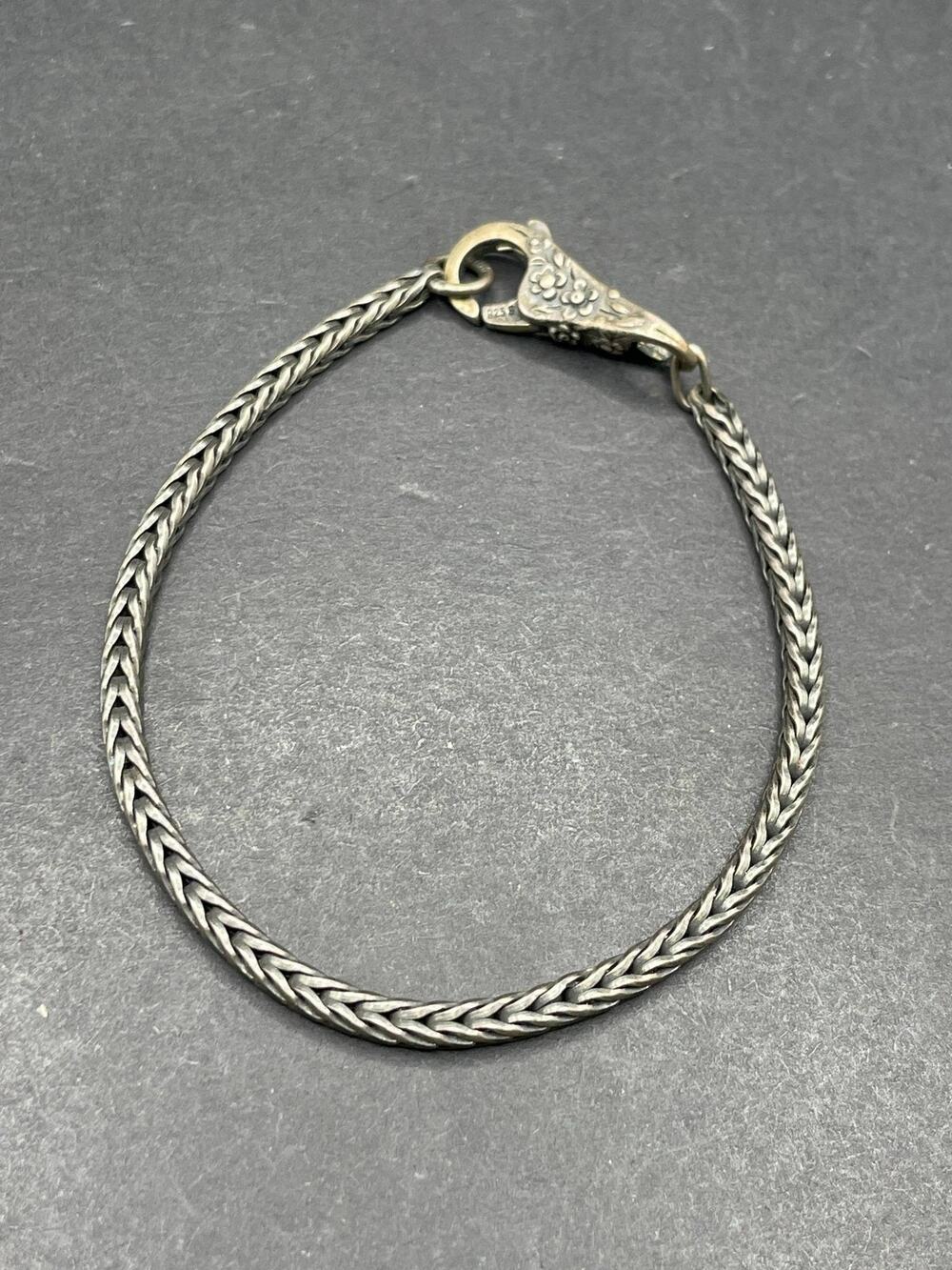 925 Sterling Silver Wheat Chain Bracelet Ornate Floral Lobster Clasp Jewelry